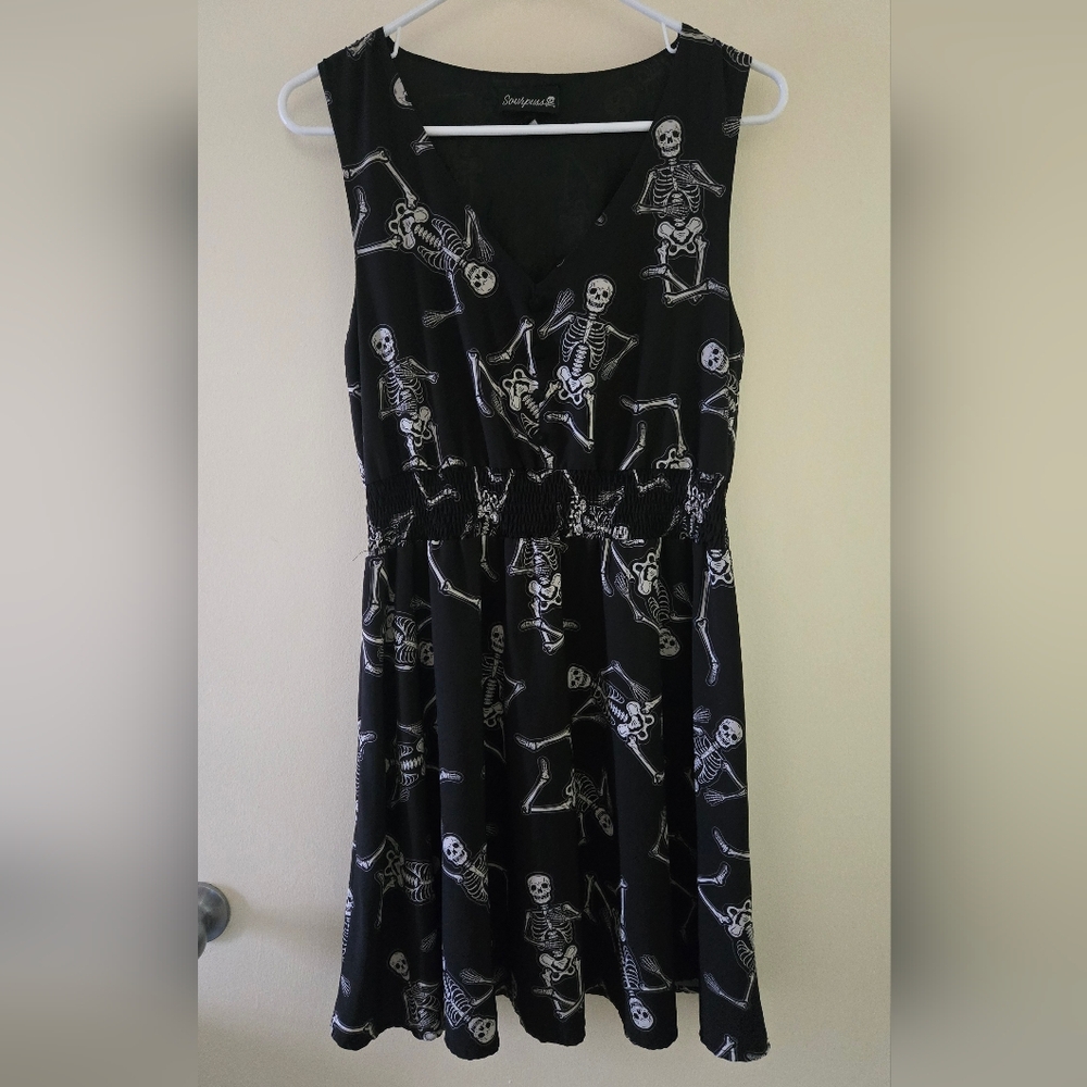 Sourpuss Black Skeleton Mini Dress